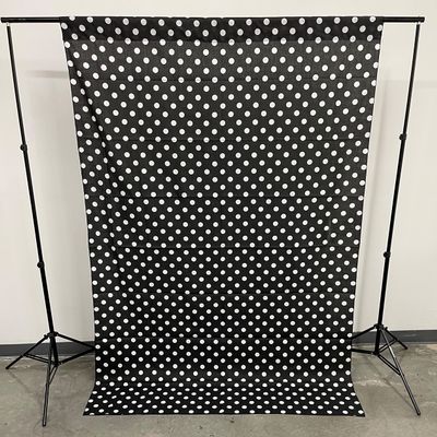 New Creations Fabric & Foam Inc, Poly Cotton Polka Dot Decorative Backdrop Drape Curtain Divider, 1 Panel Per Order (White Dot on Black, 58" Wide x 120" High)