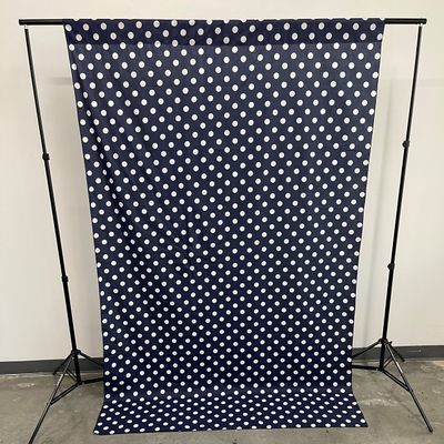 New Creations Fabric & Foam Inc, Poly Cotton Polka Dot Decorative Backdrop Drape Curtain Divider, 1 Panel Per Order (White Dot on Navy Blue, 58" Wide x 120" High)