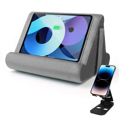 Sttargxing Multi-Angle Tablet Stand with Soft Pad and Net Pocket - Universal Lazy Holder for Lap, Knee, Sofa and Bed(Grey)