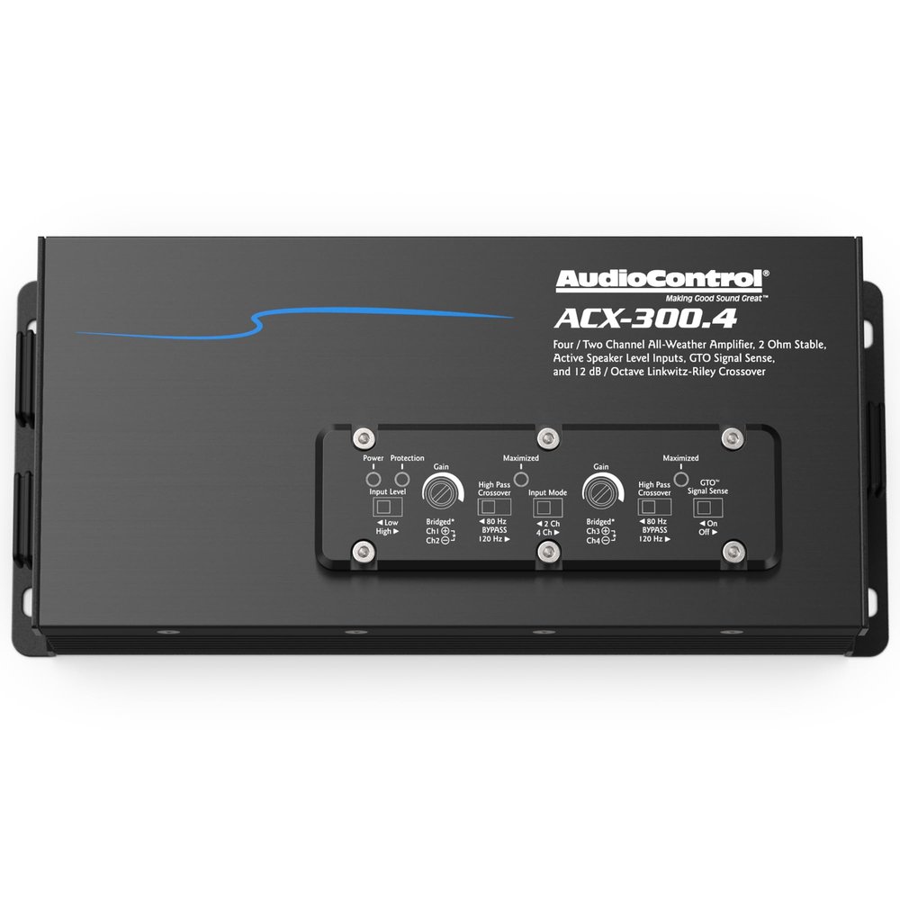 AudioControl ACX-300.4 All-Weather Marine & Powersports IPX6 Waterproof 300W 4-Channel Amplifier for Boat, ATV, UTV, Side by Side, 4x4 Off Road Vehicle or Car Audio System, AccuBASS, Install Friendly