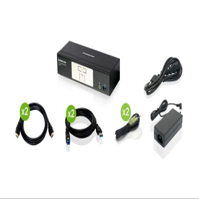 IOGEAR 2-Port HDMI 4K KVMP Switch - 2-Port USB 3.1 Hub Transfer Rate 5Gbps - 4K 60Hz - Control 2 Computers w/1 Keyboard Mouse - HD Audio - Auto Scan Mode - TAA - Mac / Win - GCS1932H