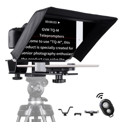 GVM Teleprompters for ipad Smartphone Tablet DSLR Camera Portable 10.5" Teleprompter Kit with Remote Control & App,Solid Aluminum Constructions,Colorless Spectroscope,Ultra HD Wide-Angle Lens