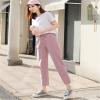 Andongnywell Womens Casual Cotton Linen Straight Leg Pants Loose Drawstring Elastic Waist Harem Pant with Pockets (Pink,XX-Large) view 2