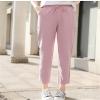 Andongnywell Womens Casual Cotton Linen Straight Leg Pants Loose Drawstring Elastic Waist Harem Pant with Pockets (Pink,XX-Large) view 3