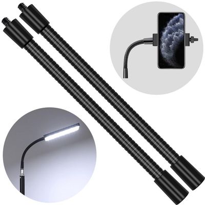 Gooseneck 6 inch 1/4' Threaded Male Female Gooseneck Arm for Webcam/Microphone/Tripod and Phone Camera Light (2pcs) Flexible Metal Arm