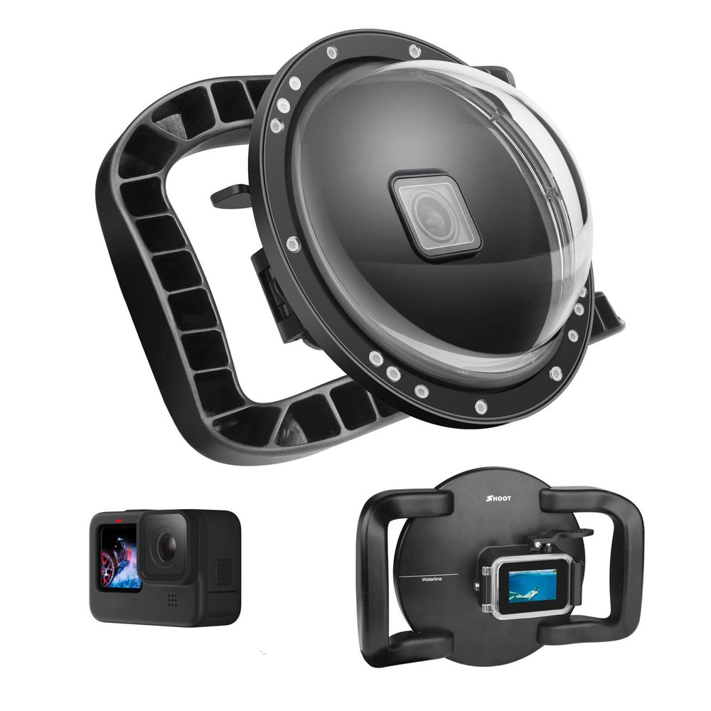 SHOOT Dome Port for GoPro Hero 13/12/11/10/9 Black - Upgraded Coating Film for Anti-Scratch, Dual Handle Stabilizer Floating Grip, Overall Waterproof Case - Shoot Over Underwater Photos/Videos