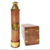 A.A.Nauticals - 15 Inch Dolland London Brass & Orange Leather Telescope with Wood Box and Cap Lid - Handmade Unique Antique Nautical Reproduction Rustic Decor and Gift Item (Golden-Polished Brass) view 1