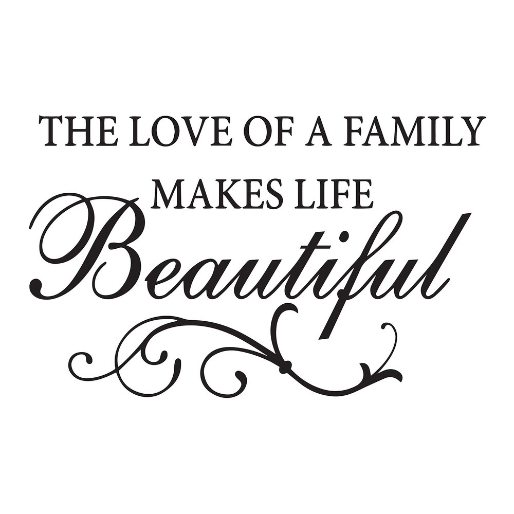 Wall Decal Family Life Love Beautiful Motivation Interior Vinyl Decor Black 22.5 in x 14 in gz527