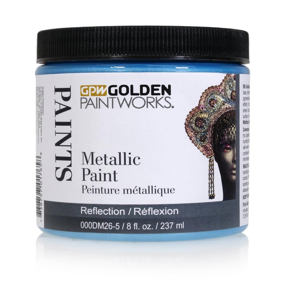GOLDEN PAINTWORKS Metallic Paint, 8 oz Jar, Reflection, Professional Acrylic Paint, Decorative