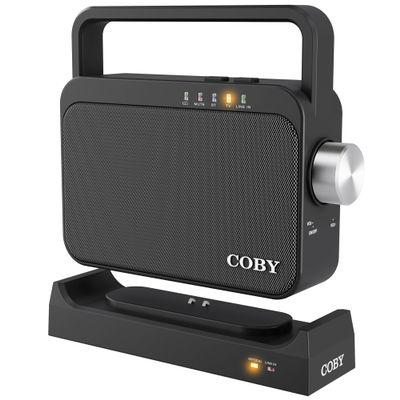 Coby Wireless TV Speaker for Seniors & Hard of Hearing Portable TV Audio Amplifier with Bluetooth, 100ft Range, 8-Hour Playback, Stereo Sound, Optical/AUX Input, Hearing Assistance for Smart TVs