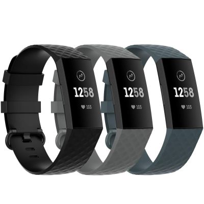 3-Pack Compatible with Fitbit Charge 4 / Charge 3 / Charge 3 SE Bands, Colors Buckle Silicone Sports Replacement Wristbands Strap for Charge 4 Accessories (Black Gray Cyan, Small)