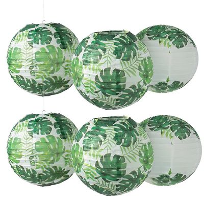 Palm Leaf Hanging Paper Lanterns - Party Decor - 6 Pieces