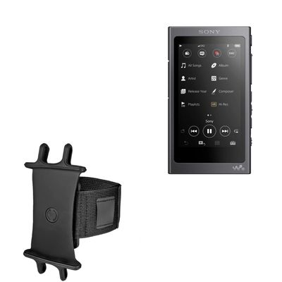 BoxWave Holster Compatible with Sony NW-A40 Walkman - ActiveStretch Sport Armband, Adjustable Armband for Workout and Running - Jet Black