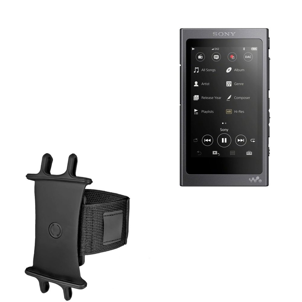 BoxWave Holster Compatible with Sony NW-A40 Walkman - ActiveStretch Sport Armband, Adjustable Armband for Workout and Running - Jet Black