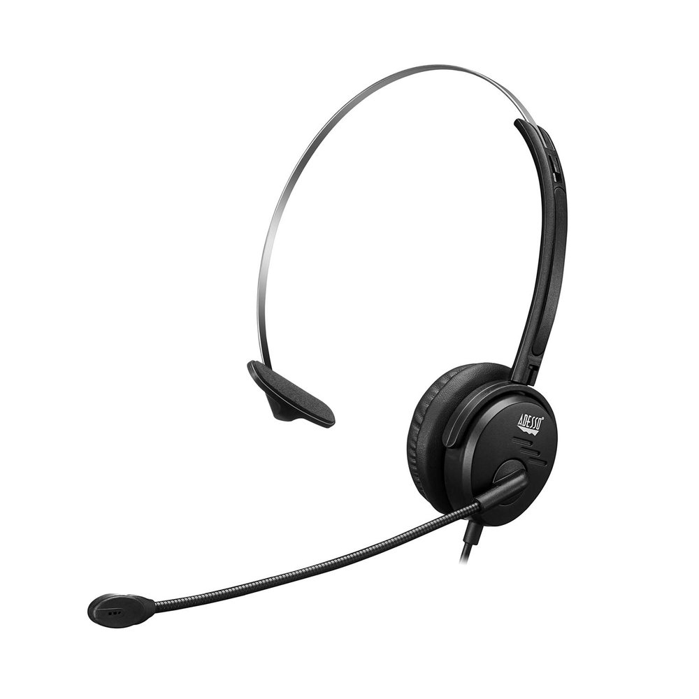 Adesso Xtream P1 Single-Sided USB Wired Headset with Adjustable Noise Canceling Microphone, Black