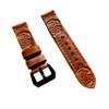 NICKSTON Embossed Eagle Head Looking Right Genuine Leather Band Compatible with Fitbit Versa 3 and Sense Smartwatch Brown Bracelet Strap (4. Gold Color Smooth Buckle, For Versa 3) view 1