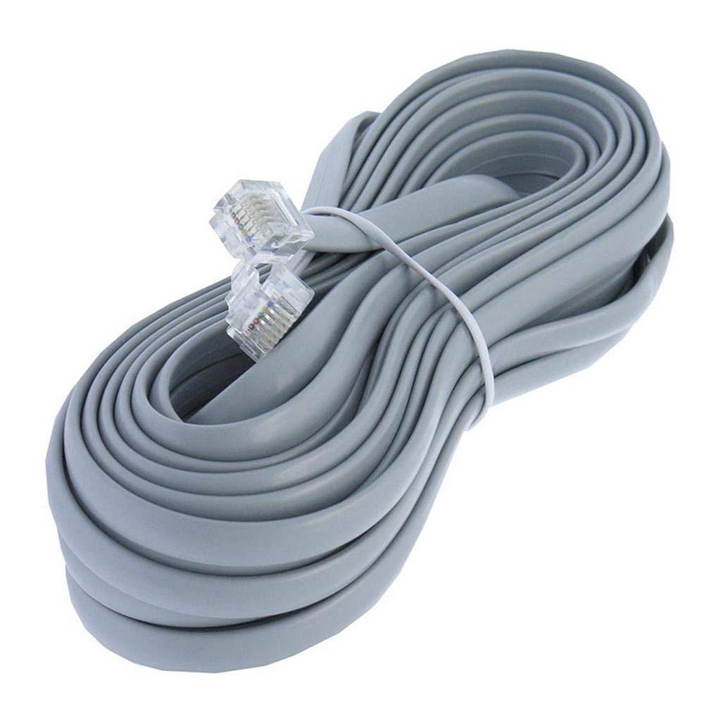 Corporate Computer 7ft Heavy Duty RJ12 Silver Satin 6 Conductor 6P/6C Reverse Wired Telephone Line Cord By Corpco