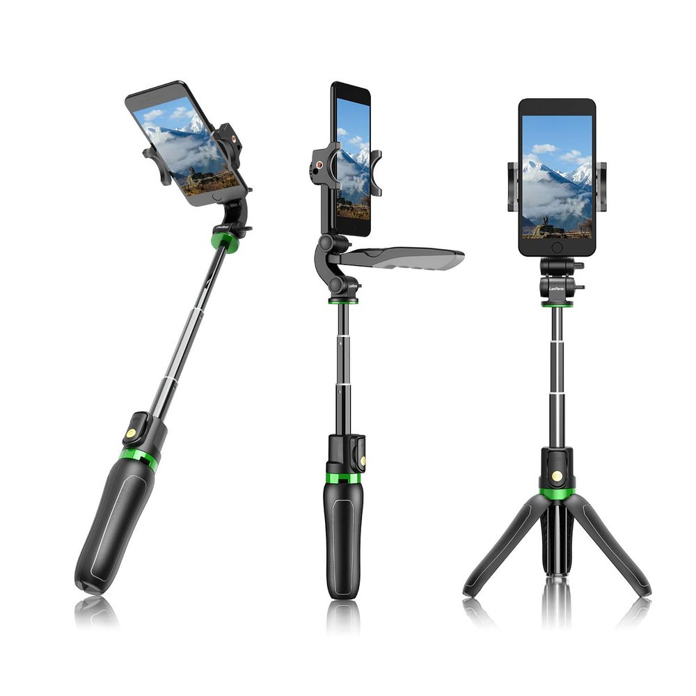 LanParte Selfie Stick Tripod Phone Stand all in 1 Portable Extendable Stabilized with Wireless Remote and LED Fill Light Compatible with iPhone12/12PRO/11/11PRO/XS Max/XS/XR/X/8P/7P/Samsung/Huawei,etc