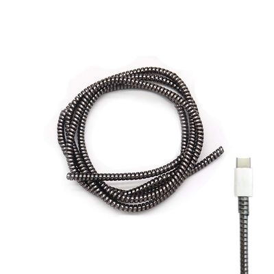 Cable Protector Animal Proof Wire Repair, Cord Protector for Pets Headphone Saver Spiral Cable Wrap Strain Relief, Cord Sleeve for Phone Cable USB Date Cable, 60 inches, 2 pcs, Black