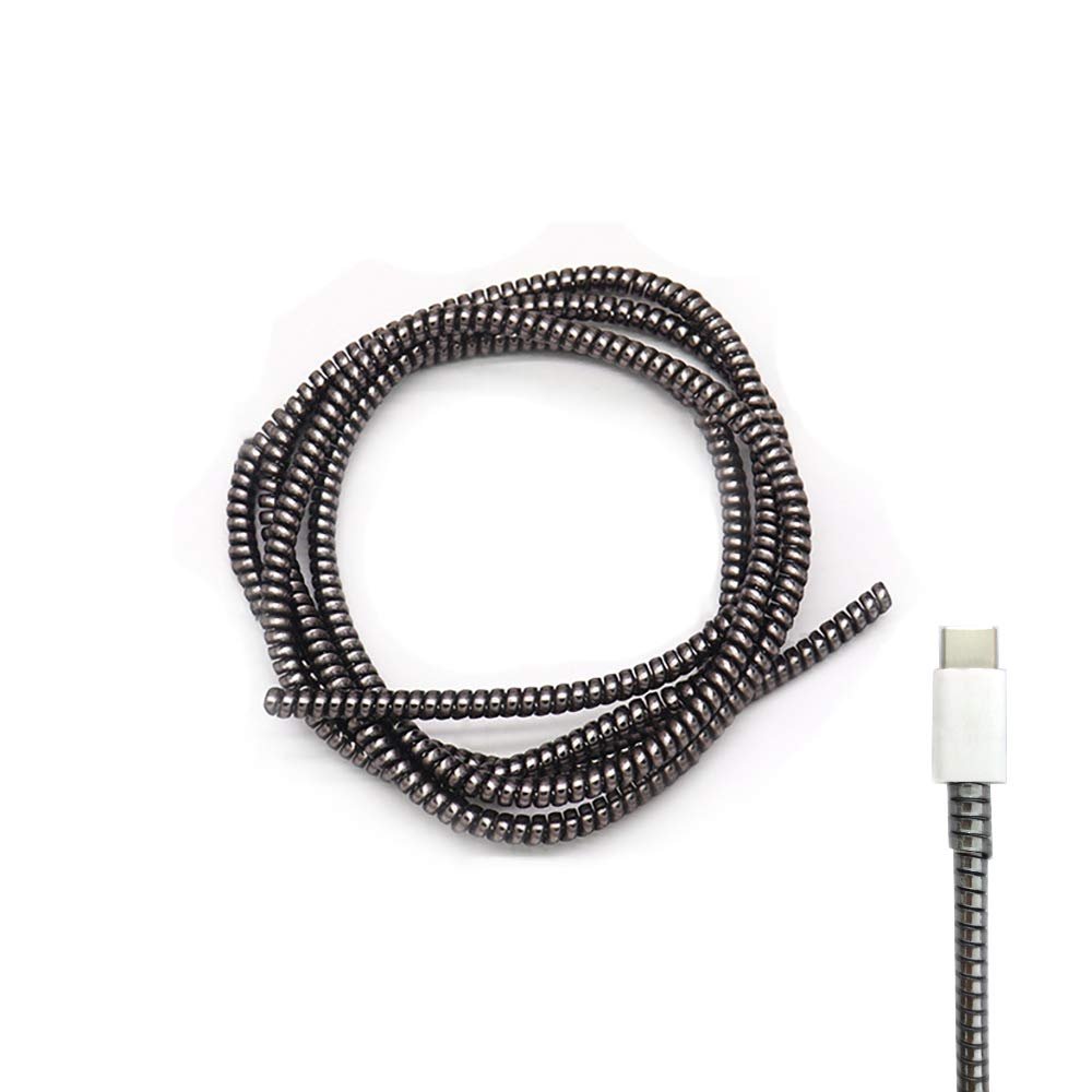 Cable Protector Animal Proof Wire Repair, Cord Protector for Pets Headphone Saver Spiral Cable Wrap Strain Relief, Cord Sleeve for Phone Cable USB Date Cable, 60 inches, 2 pcs, Black
