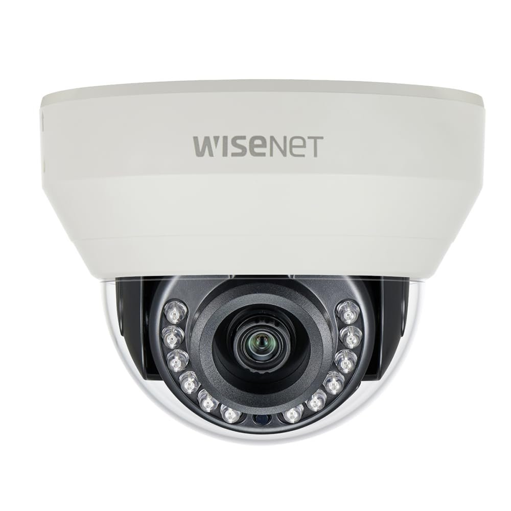 Hanwha Techwin HCD-7010RA 4MP AHD or CVBS HD+ Indoor Dome Camera, 2.8mm Fixed Lens,2560 x 1440 Resolution at 30 fps Compatible with HRX- Series DVRs