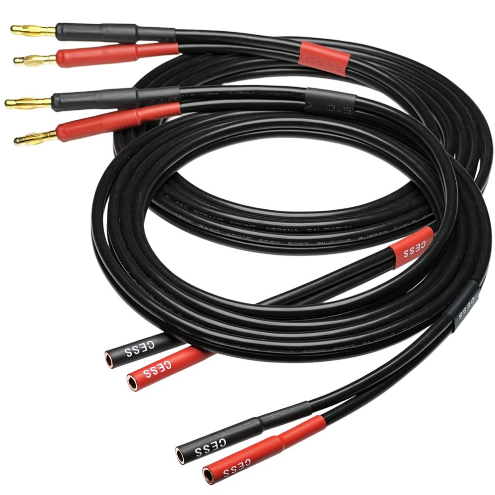 CNCESS CESS-029-6f Male Banana Plug to Female Banana Jack Speaker Extension Cable, Silicone Cable, 2 Pack (6 Feet)