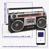 Riptunes Boombox Radio Cassette Player Recorder, AM/FM -SW1/SW2 Radio, Wireless Streaming, USB/Micro SD Slots, Aux in, Headphone Jack, Classic 80s Style Retro, Black view 4
