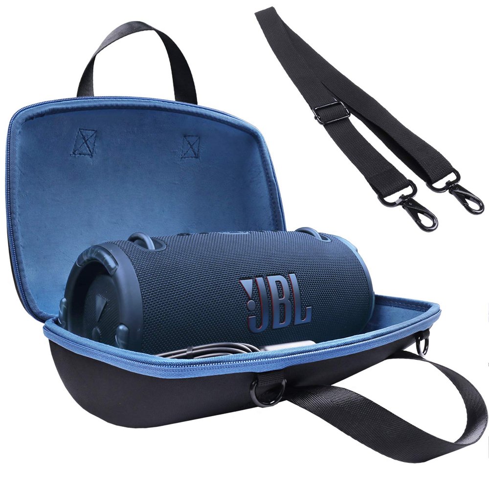 co2CREA Hard Carrying Case Replacement for JBL Xtreme 3 / Xtreme 2 Portable Speaker (Black Case + Inside Blue)