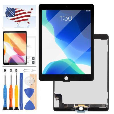 Screen Replacement for iPad Air 2 9.7" 2nd Gen A1566 A1567 LCD Display Touch Screen Assembly, Tablet Front Panel & LCD Screen Repair Part Kits,with Free Tools+ Screen Protector (Black)