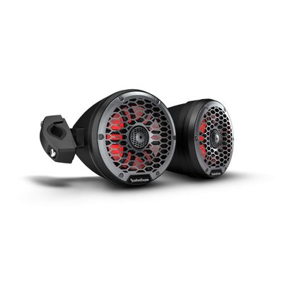 Rockford Fosgate M2WL-65MB Marine Color Optix Multicolor LED Lighted 6.5" 2-Way Moto-Can Speakers 150 Watts RMS / 600 Watts Peak with Stainless & Sport Grilles, Mounting Hardware - Black (Pair)