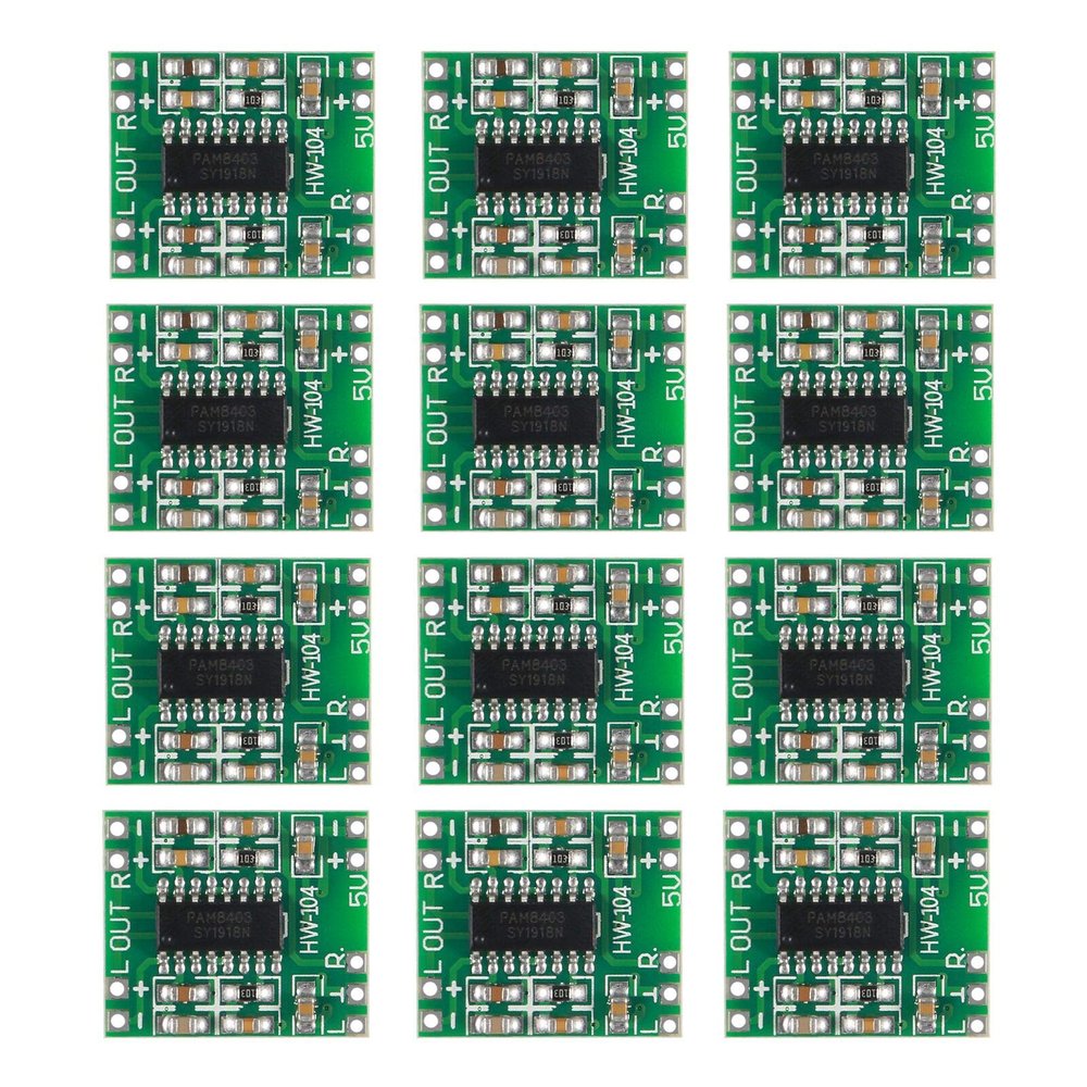 12pcs PAM8403 Module Super Mini Digital Amplifier Board 2 3W Class D Power Amplifier Board efficient 2.5 to 5V Input (PAM8403 Module)