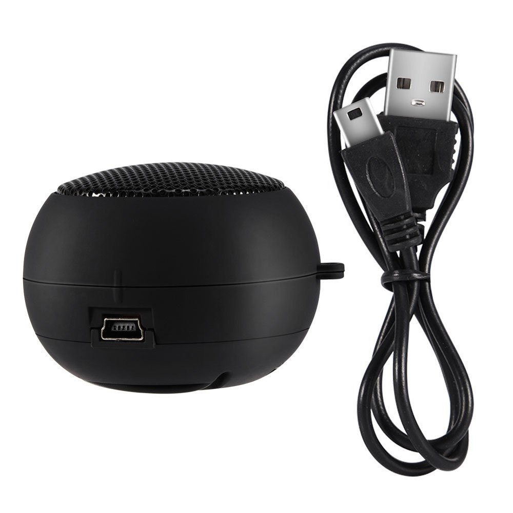Portable Mini Speaker with 3.5mm Aux Jack Plug in Basse Speaker for Smart Phone, Retractable Mobile Line-in Speaker for Laptop Computer(Black)