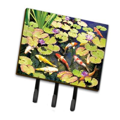 Caroline's Treasures PRS4049TH68 Koi Pond IV Leash or Key Holder , Wall Hooks, Key Hooks Holder, Coat Rack Wall Mount, Coat Hooks, Hooks for Hanging Keys, Towels, Aprons, Leashes,