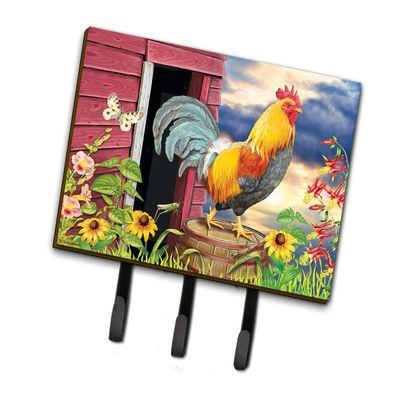 Caroline's Treasures PRS4061TH68 Rooster Barnyard Morning Leash or Key Holder , Wall Hooks, Key Hooks Holder, Coat Rack Wall Mount, Coat Hooks, Hooks for Hanging Keys, Towels, Aprons, Leashes,