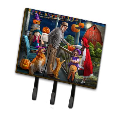Caroline's Treasures PTW2072TH68 Halloween at Grandpa's Golden Retriever Leash or Key Holder , Wall Hooks, Key Hooks Holder, Coat Rack Wall Mount, Coat Hooks, Hooks for Hanging Keys, Towels, Aprons, L