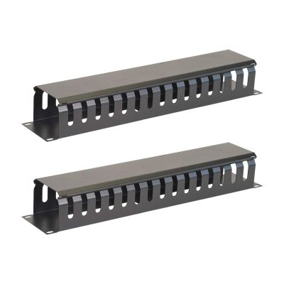Aeons 2U Horizontal 19-inch Server Rack Mount Cable Management Raceway Duct Panel Cover Metal Black 2-Pack