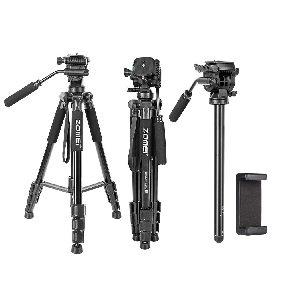 65" Camera Tripod,Q310 Lightweight Travel Portable Cell Phone Tripod Stand Monopod with Universal Phone Holder and Carry Bag for Canon, DSRL, SRL,Cell Phones, Projector, Webcam