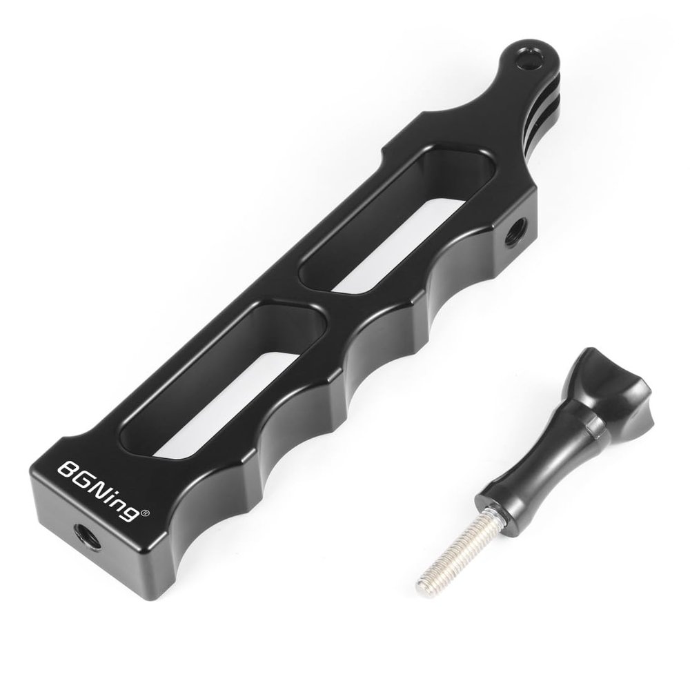 BGNing CNC Triple Extended Bracket Frame Mount Selfie Stick Tripod Hand Grip Compatible with Gopro Hero 5 4 SJCAM yi GitUP Action Cameras (Grip)