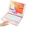 SENLAN 360 Rotating iPad Keyboard Case with Touchpad, 7-Color Backlit Bluetooth Keyboard (iPad 7/8/10.2, Pro 10.5, Air 3, Rose Gold) view 1