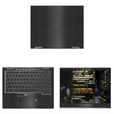 Decalrus - Protective Decal for Lenovo ThinkPad X1 Yoga 5th Gen. (14" Screen) Laptop Black Texture Brushed Aluminum Skin case Cover wrap BAlenovoThnkpdX1yoga_5genBack
