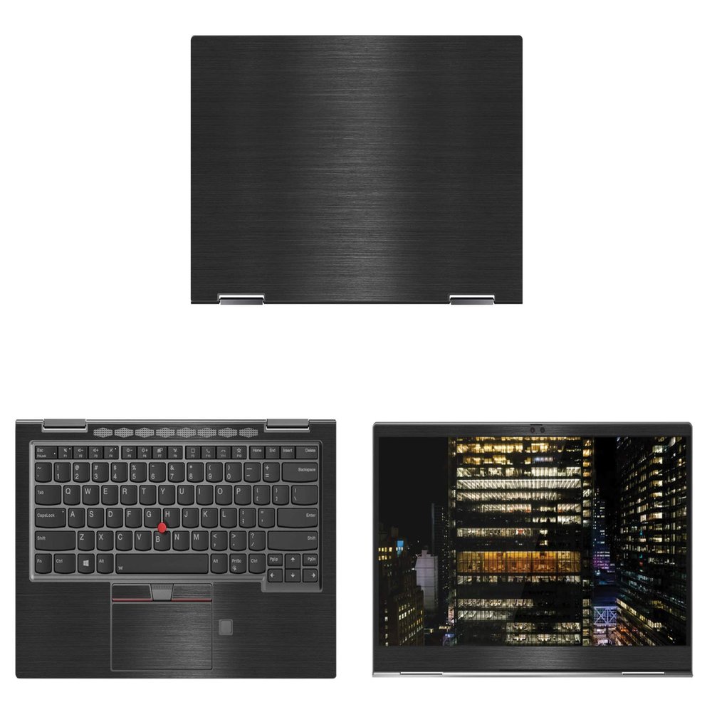 Decalrus - Protective Decal for Lenovo ThinkPad X1 Yoga 5th Gen. (14" Screen) Laptop Black Texture Brushed Aluminum Skin case Cover wrap BAlenovoThnkpdX1yoga_5genBack
