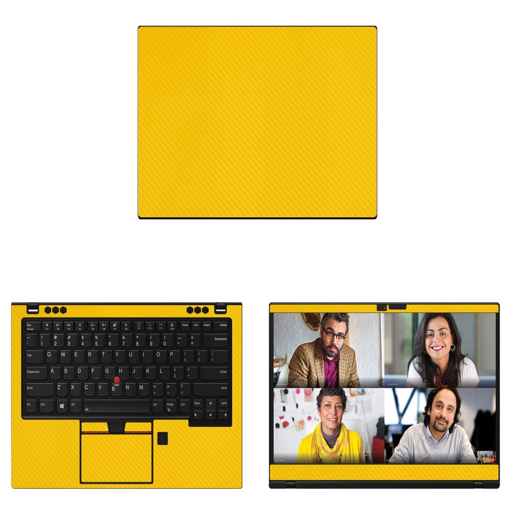Decalrus - Protective Decal for Lenovo ThinkPad X1 Carbon 8th Gen. (14" Screen) Laptop Yellow Carbon Fiber Skin case Cover wrap CFlenovoThkpadX1crbn_8Yellow