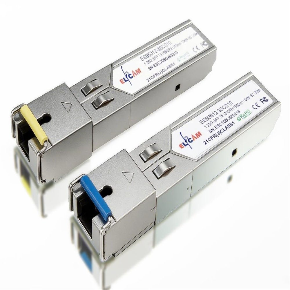 Elfcam - 1-Piar 1.25G SFP Module Single Mode with The Fiber Optic Port SC/UPC Singlemode, DDM 10km, Compatible with Cisco et Open Switch