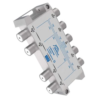 Keliiyo 8 Way Coaxial Cable Splitter 5-2500MHz,Work with Satellite TV CATV Antenna System and MoCA Configurations (Sliver-8 Way)