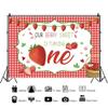 1st Birthday Strawberry Backdrop for Photography 5x3ft Red Lattice Our Berry Sweet is Turning One Background Girls Boys Birthday Party Cake Table Decor Baby Kids Portrait Photo Studio Props Vinyl view 3