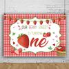 1st Birthday Strawberry Backdrop for Photography 5x3ft Red Lattice Our Berry Sweet is Turning One Background Girls Boys Birthday Party Cake Table Decor Baby Kids Portrait Photo Studio Props Vinyl view 4