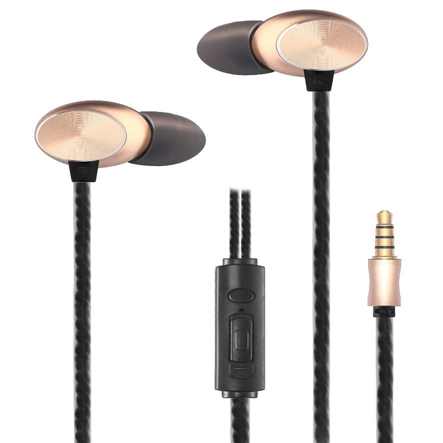 2GO In-Ear Stereo Headset Gold Aluminium Casing with Call Answer Button and Volume Control, 795962