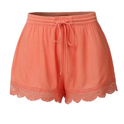 Andongnywell Shorts for Women Solid Ruffle Hem Drawstring Pajamas Mini Pants Solid Color Short Trousers (Orange,4X-Large)