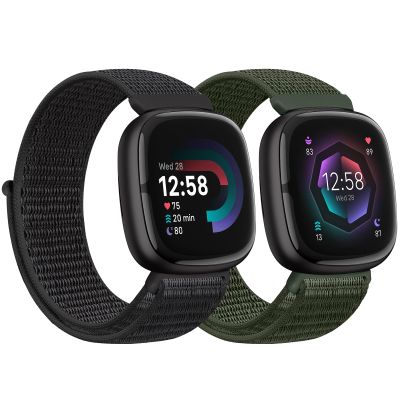 AVOD Nylon Bands Compatible with Fitbit Versa 4/Sense 2/Versa 3/Fitbit Sense, Soft Breathable Sport Adjustable Replacement Strap Women Man Wristband Accessories