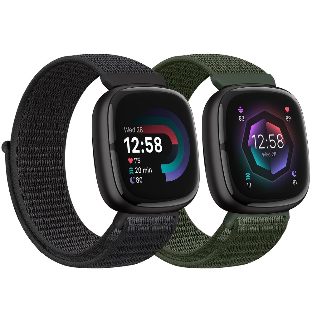 AVOD Nylon Bands Compatible with Fitbit Versa 4/Sense 2/Versa 3/Fitbit Sense, Soft Breathable Sport Adjustable Replacement Strap Women Man Wristband Accessories